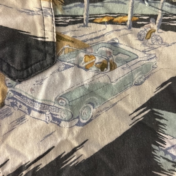 Reyn Spooner Shirt Mens Medium Gray Car‎ Cars Button Up Hawaiian Camp Popover - Picture 7 of 8